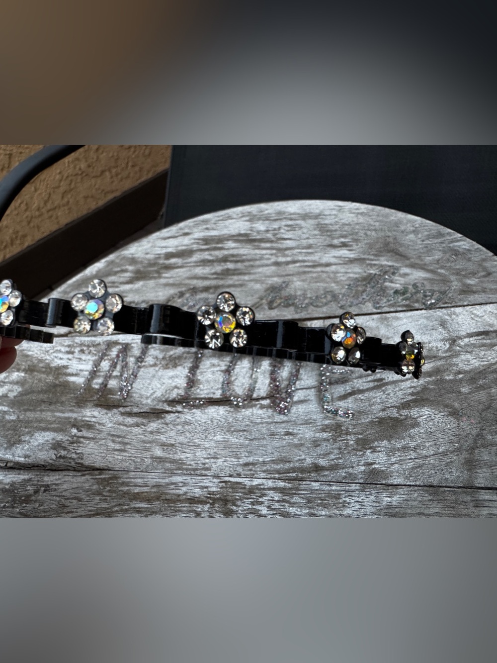 $5 DEAL Adorable Crystal Flower Black Metal Headband
